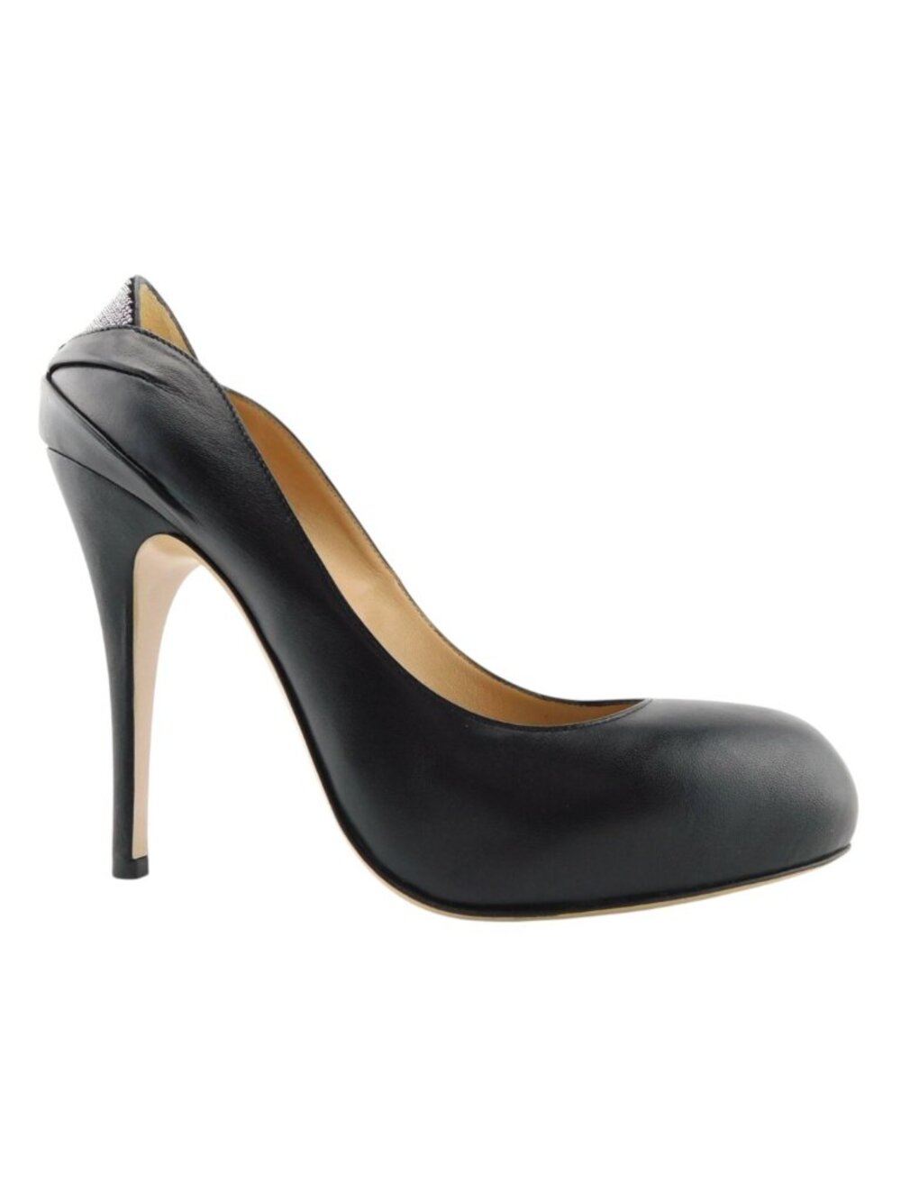 VALENTINO Black Leather Silver Studded Back Platform Heel Pumps 40